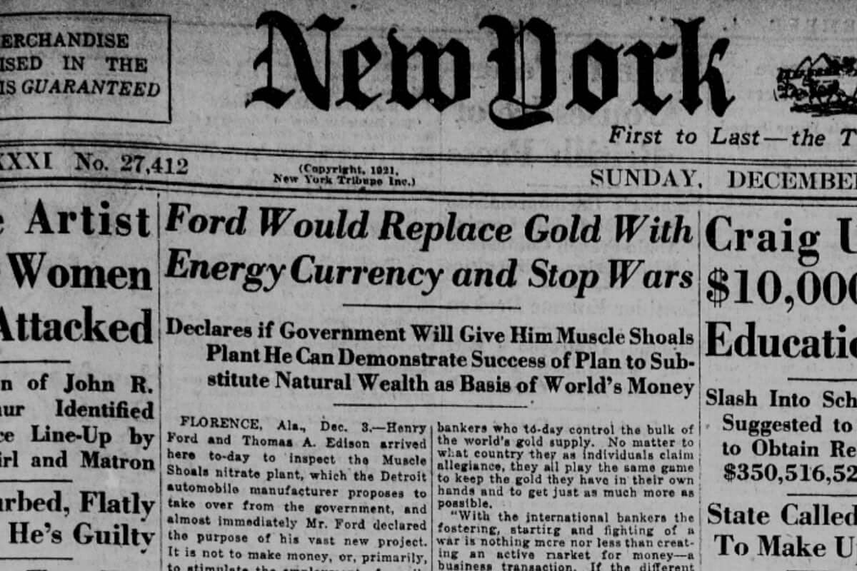 100 năm trước, Henry Ford đề xuất 'tiền tệ năng lượng' để thay thế vàng - Tin Tức Bitcoin 2024