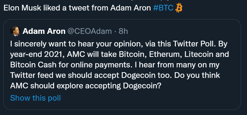 elon-musk-want-movie-Theater-giant-amc-to-accept-dogecoin-will-tesla-be-next