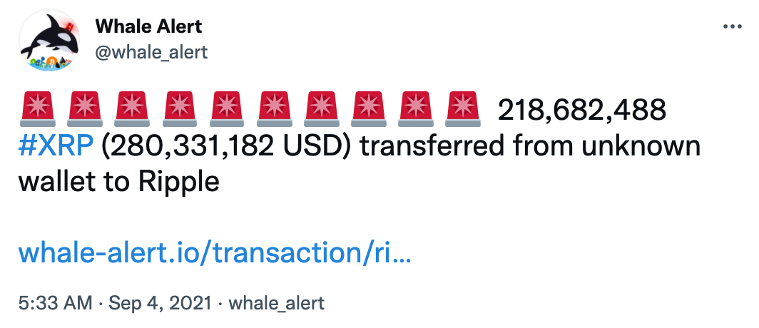 ripple-transfered-gần 400 triệu xrp-from-an-nặc danh-ví-và-một số-sàn giao dịch tiền điện tử
