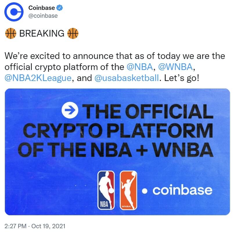 Coinbase trở thành nền tảng tiền điện tử độc quyền cho giải bóng rổ NBA, WNBA, Hoa Kỳ - Tin Tức Bitcoin 2024