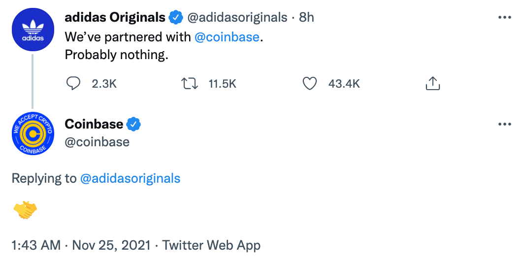 Hãng quần áo thể thao khổng lồ của Đức Adidas đã công bố quan hệ đối tác với Coinbase - Tin Tức Bitcoin - Cập Nhật Tin Tức Coin Mới Nhất 24/7 2025 german-sports-apparel-behemoth-adidas-has-notification-a-partner-with-coinbase
