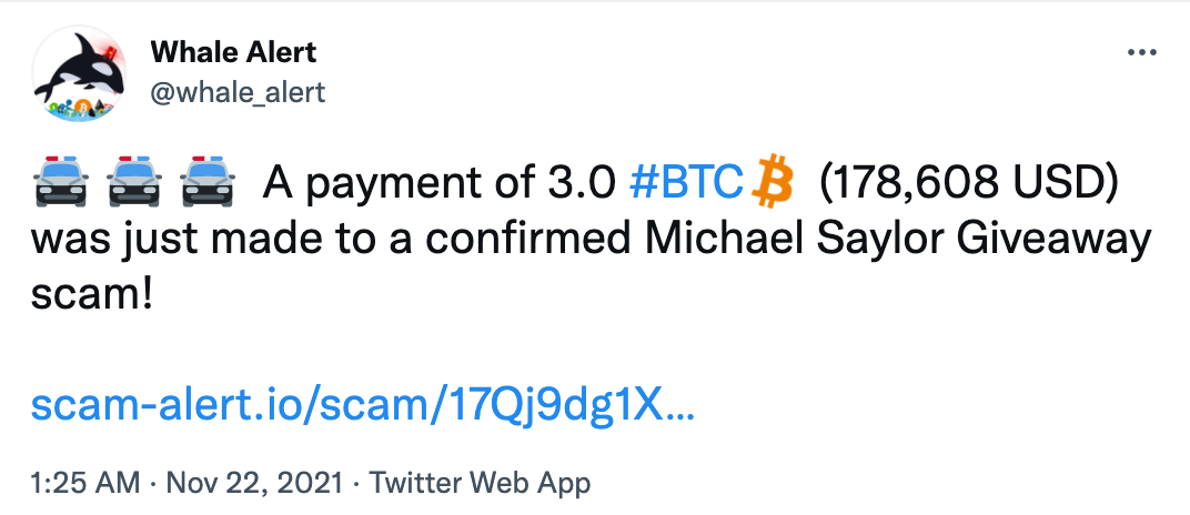 Một người dùng Bitcoin đã thanh toán 179.000 đô la cho một vụ lừa đảo Michael Saylor Giveaway đã được xác nhận - Tin Tức Bitcoin - Cập Nhật Tin Tức Coin Mới Nhất 24/7 2025 a-bitcoin-user-made-a-Payment-of-179000-to-a-Confirm-michael-saylor-giveaway-scam