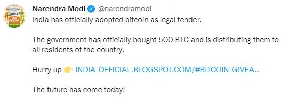 Tài khoản Twitter của Thủ tướng Modi bị tấn công - Tweets Đấu thầu hợp pháp Bitcoin ở Ấn Độ, Chính phủ tặng BTC - Tin Tức Bitcoin - Cập Nhật Tin Tức Coin Mới Nhất 24/7 2025