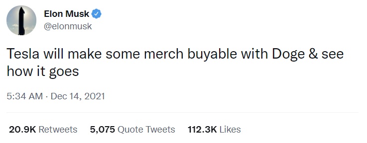 Dogecoin tăng vọt sau khi Elon Musk tuyên bố Tesla sẽ chấp nhận DOGE - Tin Tức Bitcoin - Cập Nhật Tin Tức Coin Mới Nhất 24/7 2025 Dogecoin tăng vọt sau khi Elon Musk tuyên bố Tesla sẽ chấp nhận DOGE - Tin Tức Bitcoin - Cập Nhật Tin Tức Coin Mới Nhất 24/7 2025