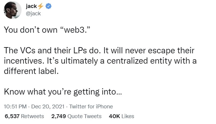 Jack Dorsey và Elon Musk nêu lên mối quan tâm về Web3 khi chủ nghĩa hoài nghi về sự phát triển của quyền sở hữu - Tin Tức Bitcoin - Cập Nhật Tin Tức Coin Mới Nhất 24/7 2025 Jack Dorsey và Elon Musk nêu lên mối quan tâm về Web3 khi chủ nghĩa hoài nghi về sự phát triển của quyền sở hữu - Tin Tức Bitcoin - Cập Nhật Tin Tức Coin Mới Nhất 24/7 2025