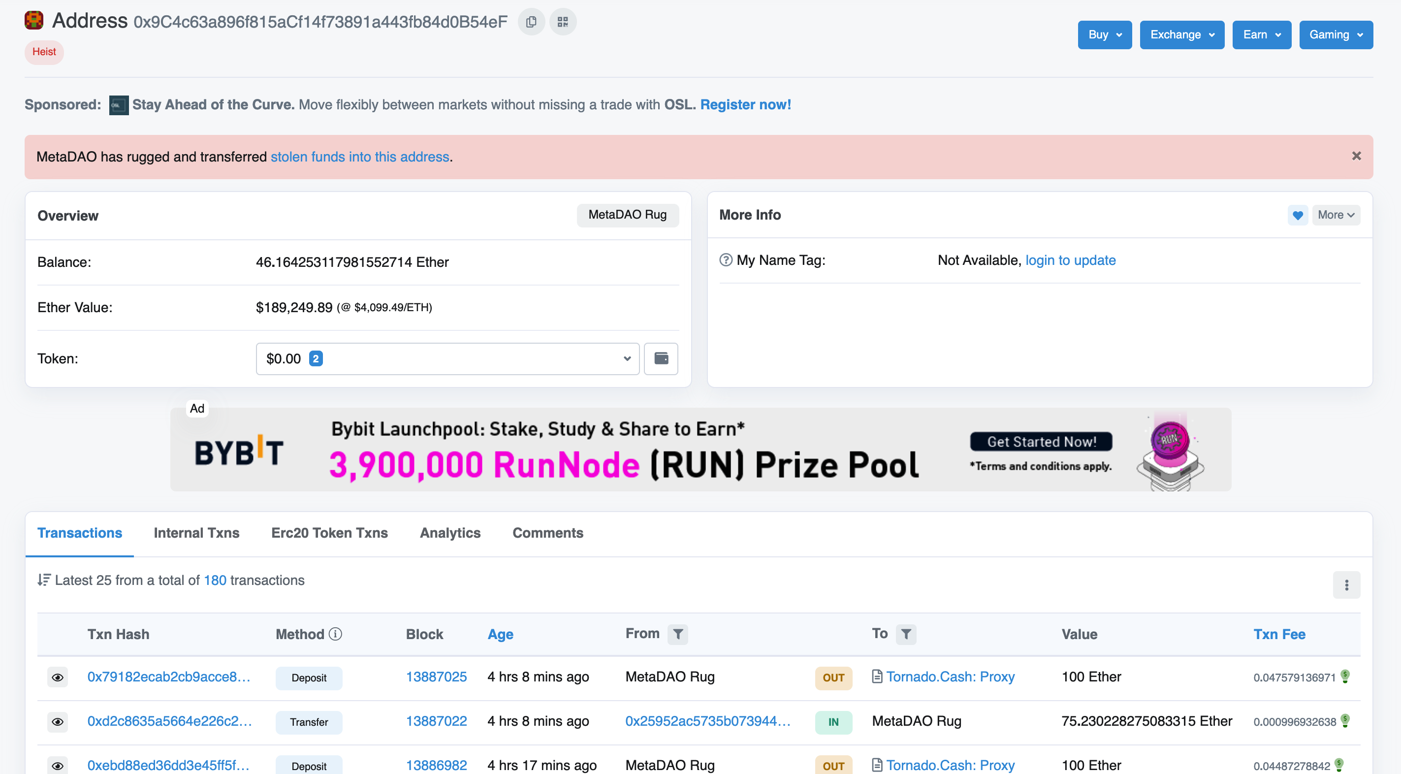 Công ty bảo mật PeckShield báo cáo một tấm thảm Metadao với 800 ETH bị đánh cắp - Tin Tức Bitcoin - Cập Nhật Tin Tức Coin Mới Nhất 24/7 2025 peckshield-security-firm-report-a-metadao-rugpull-with-800-eth-being-ste
