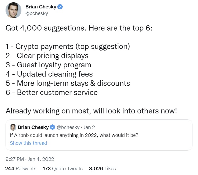 Airbnb khám phá các khoản thanh toán bằng tiền điện tử - Giám đốc điều hành thấy 'một cuộc cách mạng đang diễn ra trong tiền điện tử' - Tin Tức Bitcoin - Cập Nhật Tin Tức Coin Mới Nhất 24/7 2025