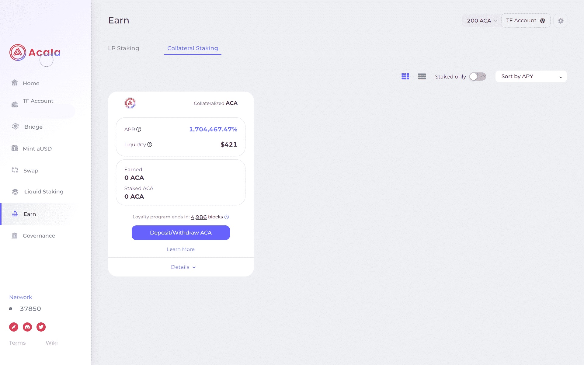 Hướng dẫn cách Staking Acala 18 Deposit/Withdraw ACA