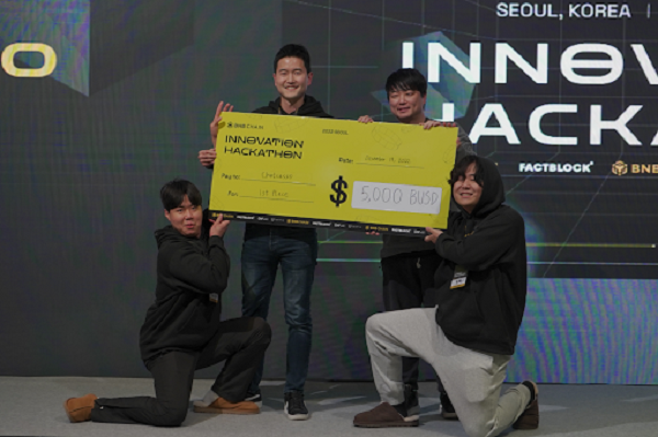 Chatcasso đã giành giải nhất trong BNB Chain hackathon, Seoul, tháng 12 năm 2022. Nguồn: Twitter