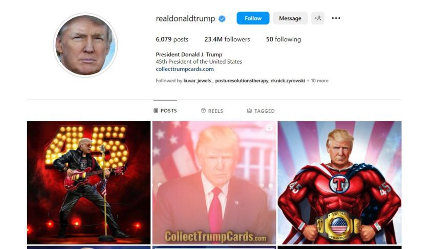 Cựu Tổng thống Hoa Kỳ Donald Trump Quảng bá NFT của Trump trên Instagram