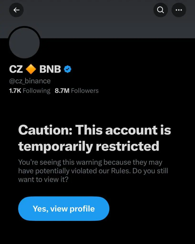 Tài khoản X của CZ tạm thời bị hạn chế - Tin Tức Bitcoin - Cập Nhật Tin Tức Coin Mới Nhất 24/7 2025 Tài khoản X của CZ tạm thời bị hạn chế - Tin Tức Bitcoin - Cập Nhật Tin Tức Coin Mới Nhất 24/7 2025