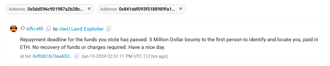 UwU Lend treo thưởng 5 triệu USD cho danh tính hacker - Tin Tức Bitcoin - Cập Nhật Tin Tức Coin Mới Nhất 24/7 2025 UwU Lend treo thưởng 5 triệu USD cho danh tính hacker - Tin Tức Bitcoin - Cập Nhật Tin Tức Coin Mới Nhất 24/7 2025