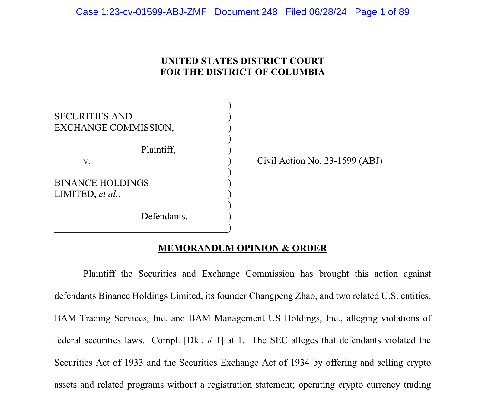 Thẩm phán bác bỏ cáo buộc của SEC đối với Binance và CZ - Tin Tức Bitcoin - Cập Nhật Tin Tức Coin Mới Nhất 24/7 2025