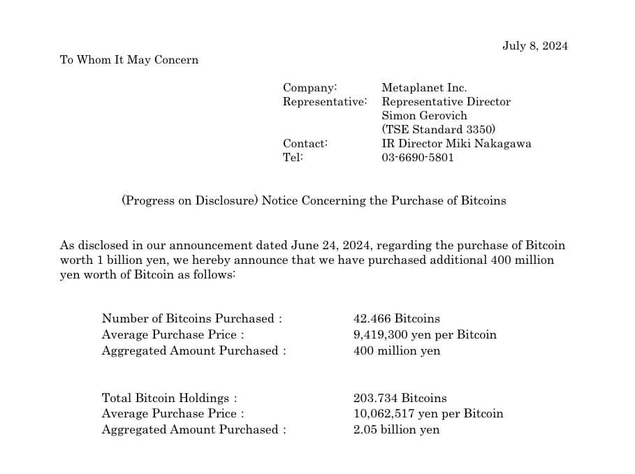 Metaplanet mua thêm 400 triệu Yên BTC - Tin Tức Bitcoin - Cập Nhật Tin Tức Coin Mới Nhất 24/7 2025 Metaplanet mua thêm 400 triệu Yên BTC - Tin Tức Bitcoin - Cập Nhật Tin Tức Coin Mới Nhất 24/7 2025