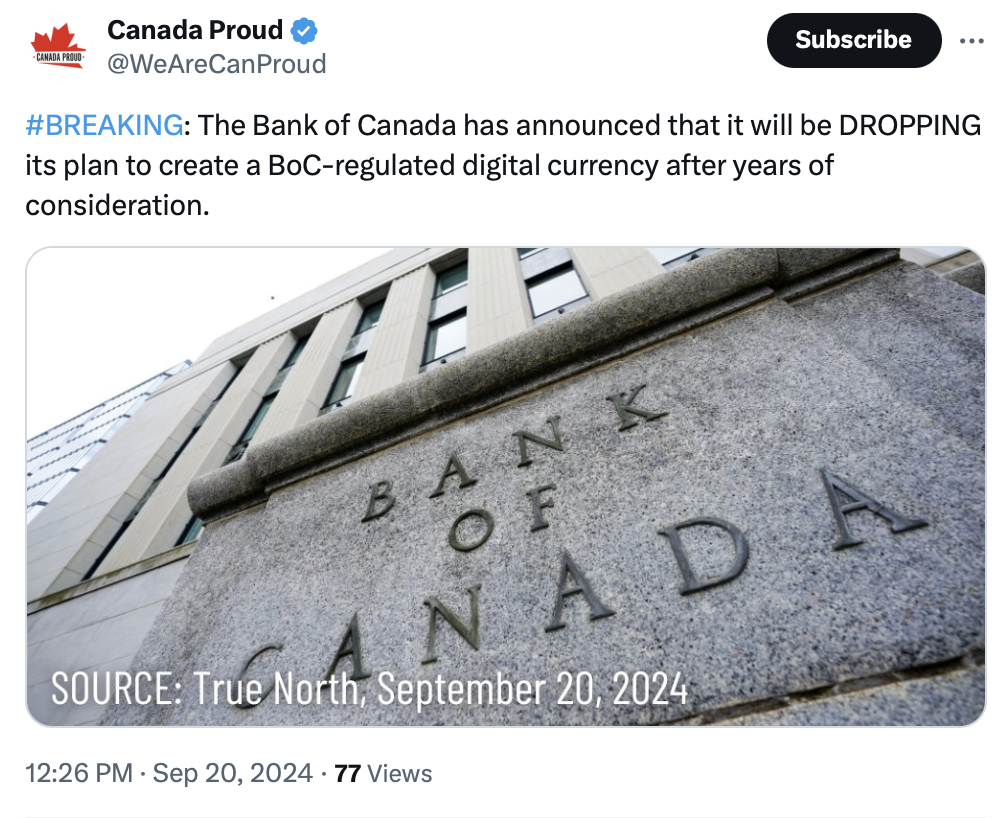 Ngân hàng Canada từ chối CBDC bán lẻ, ưu tiên mới - Tin Tức Bitcoin - Cập Nhật Tin Tức Coin Mới Nhất 24/7 2024