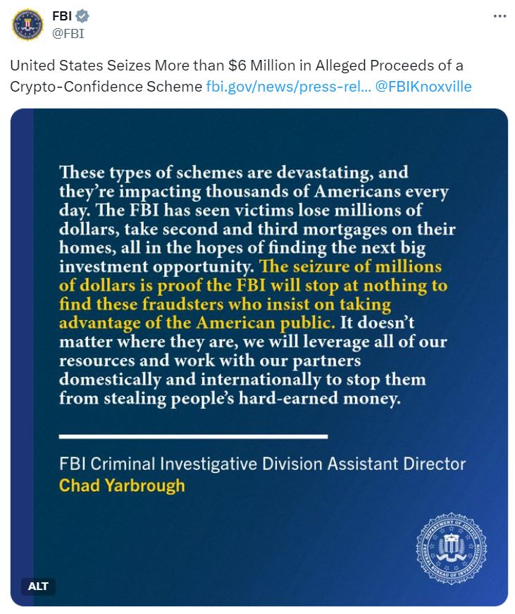 FBI Tịch Thu $6 Triệu Từ Lừa Đảo Crypto Nhắm Đến Người Mỹ - Tin Tức Bitcoin - Cập Nhật Tin Tức Coin Mới Nhất 24/7 2025 FBI Tịch Thu $6 Triệu Từ Lừa Đảo Crypto Nhắm Đến Người Mỹ - Tin Tức Bitcoin - Cập Nhật Tin Tức Coin Mới Nhất 24/7 2025