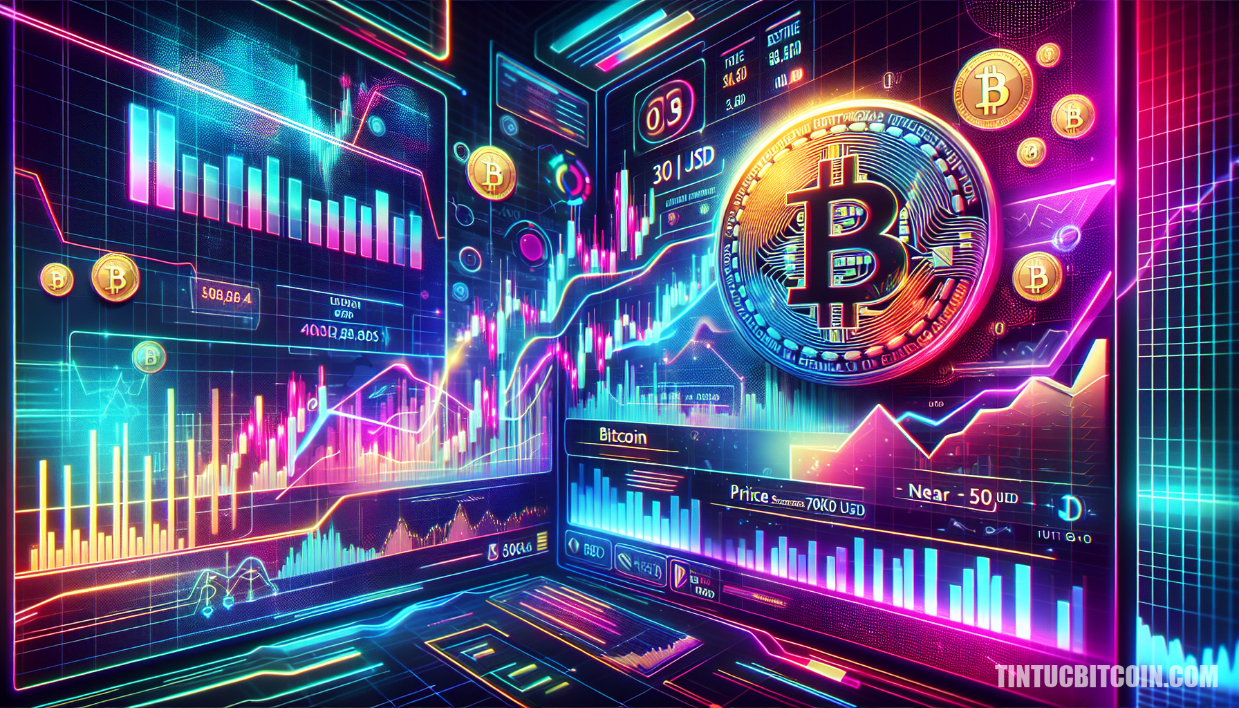 Bitcoin tăng mạnh: Quan tâm mở vượt 40B USD, giá sát 70K USD
