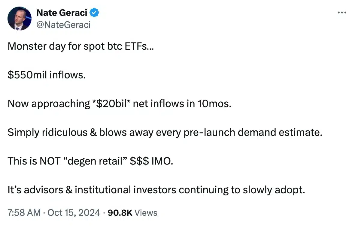 Dòng tiền Bitcoin ETF vượt 500 triệu USD nhưng nhà đầu tư vẫn lo ngại - Tin Tức Bitcoin - Cập Nhật Tin Tức Coin Mới Nhất 24/7 2025 Nate Geraci