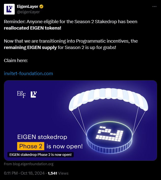 Tài khoản X của EigenLayer bị xâm nhập, phát tán link độc hại - Tin Tức Bitcoin - Cập Nhật Tin Tức Coin Mới Nhất 24/7 2025 Tài khoản X của EigenLayer bị xâm nhập, phát tán link độc hại - Tin Tức Bitcoin - Cập Nhật Tin Tức Coin Mới Nhất 24/7 2025