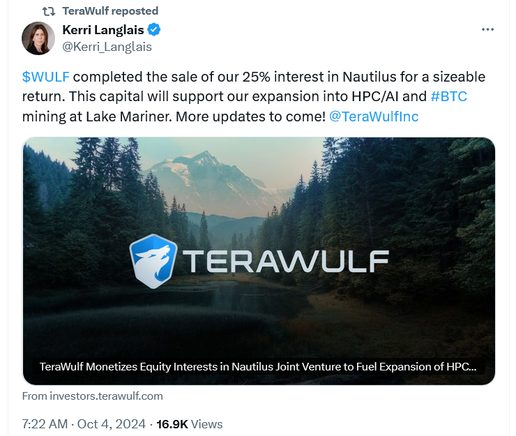 TeraWulf bán 25% cổ phần Nautilus Cryptomine - Tin Tức Bitcoin - Cập Nhật Tin Tức Coin Mới Nhất 24/7 2025 Nguồn: Kerri Langlais