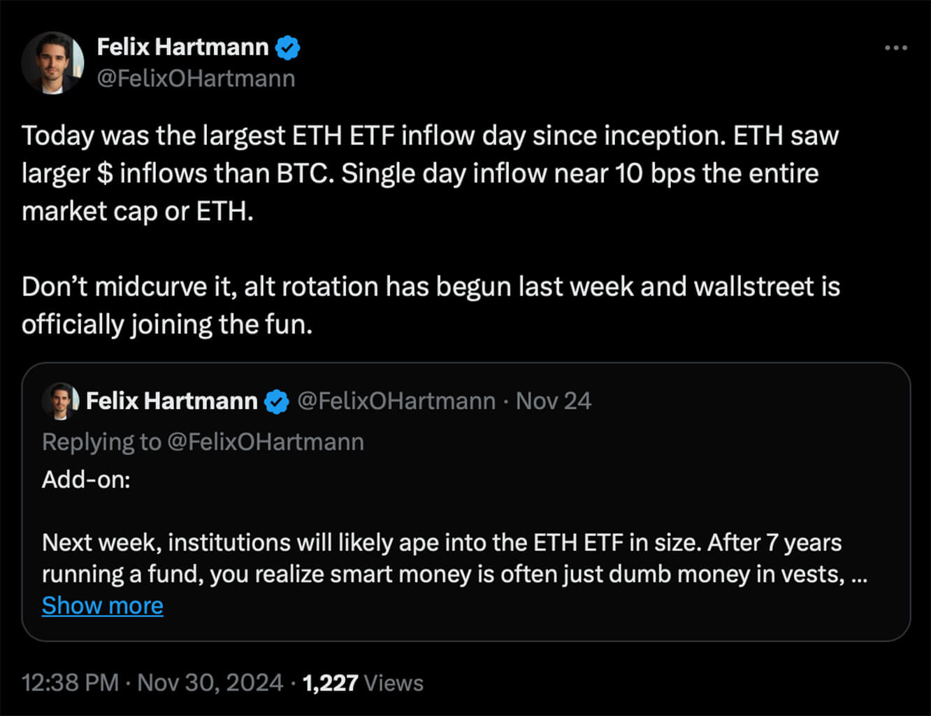 Spot ETH ETF Hoa Kỳ ghi nhận dòng tiền vào đạt 332 triệu USD - Tin Tức Bitcoin - Cập Nhật Tin Tức Coin Mới Nhất 24/7 2025 Nguồn: FelixOHartmann