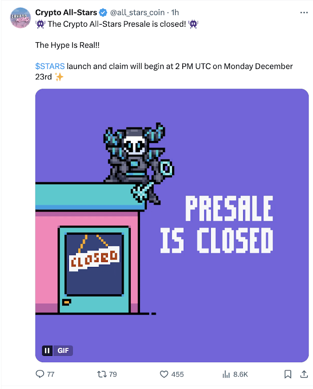 Presale Crypto All-Stars Gây Sốt: Huy Động 26 Triệu USD, $STARS Chính Thức Lên Sàn Vào Thứ Hai Ngày 23 Tháng 12 - Tin Tức Bitcoin - Cập Nhật Tin Tức Coin Mới Nhất 24/7 2025 Presale Crypto All-Stars Gây Sốt: Huy Động 26 Triệu USD, $STARS Chính Thức Lên Sàn Vào Thứ Hai Ngày 23 Tháng 12 - Tin Tức Bitcoin - Cập Nhật Tin Tức Coin Mới Nhất 24/7 2025