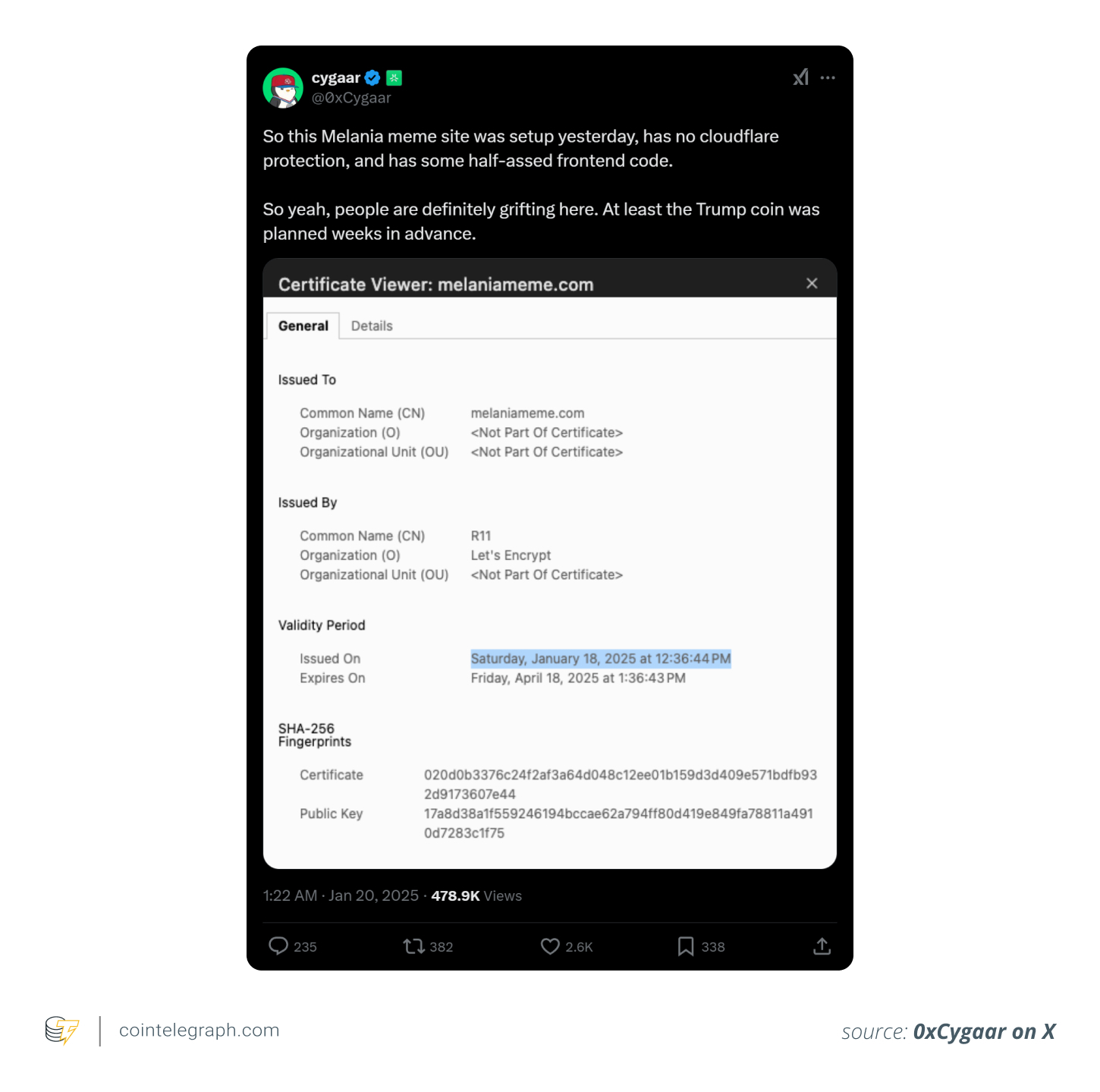 Bài đăng trên X của Cygaar về MEMELANIA Bài đăng trên X của Cygaar về MEMELANIA