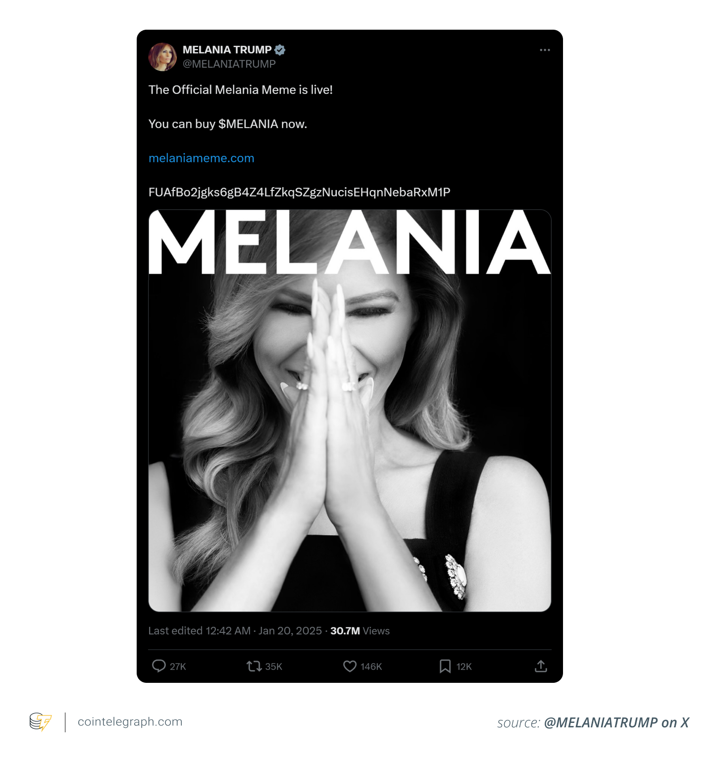 Đồng MEMELANIA của Melania Trump Đồng MEMELANIA của Melania Trump