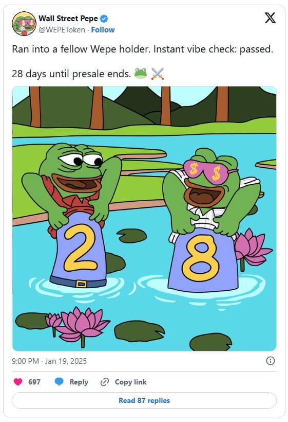 Đừng Bỏ Lỡ: Những Đồng Tiền Điện Tử Nổi Bật Sau Lễ Nhậm Chức Của Donald Trump - Tin Tức Bitcoin - Cập Nhật Tin Tức Coin Mới Nhất 24/7 2025 Wall Street Pepe ($WEPE)