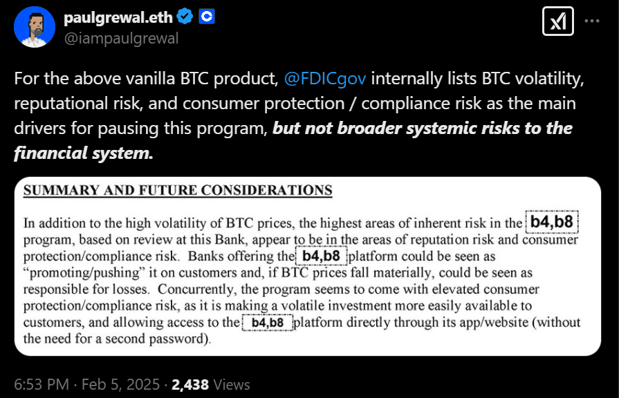 FDIC đổi hướng, Thượng nghị sĩ Hoa Kỳ điều tra de-banking - Tin Tức Bitcoin - Cập Nhật Tin Tức Coin Mới Nhất 24/7 2025 FDIC crypto