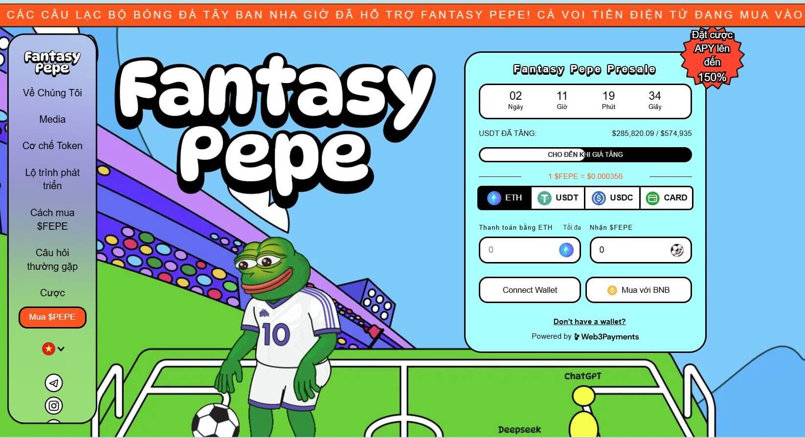 Fantasy Pepe – Token meme kết hợp bóng đá đỉnh cao