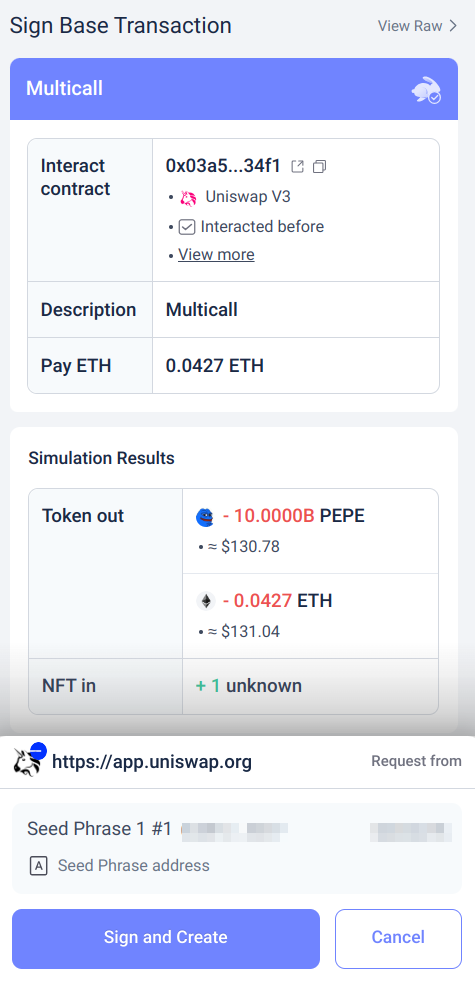 uniswap sign wallet transaction for liquidity pool