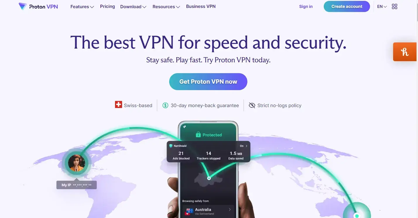 3. Proton VPN – Tốc độ cao, bảo mật Thụy Sĩ