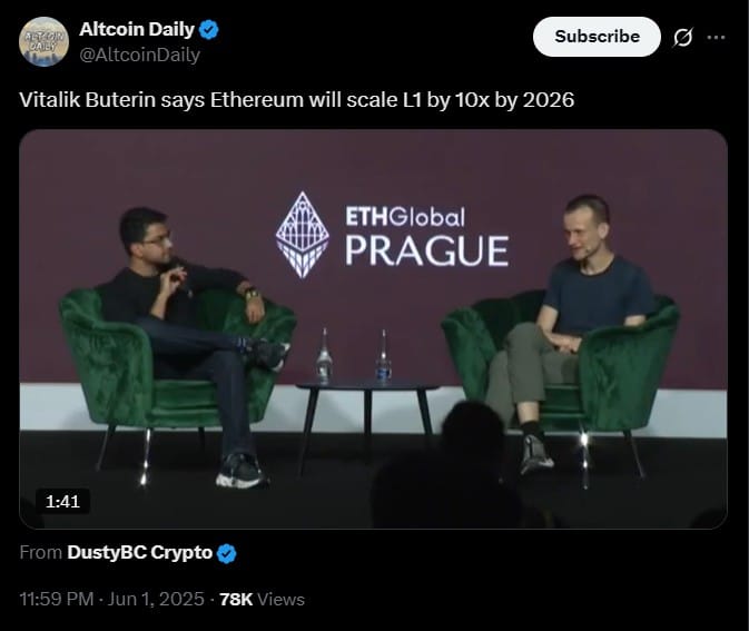 Ethereum Vitalik Buterin công bố lộ trình mở rộng ETH 10x chi tiết - Tin Tức Bitcoin - Cập Nhật Tin Tức Coin Mới Nhất 24/7 2025 ethereum