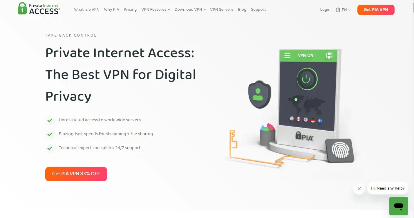 Private Internet Access (PIA) – Mạng lưới lớn & giá tốt