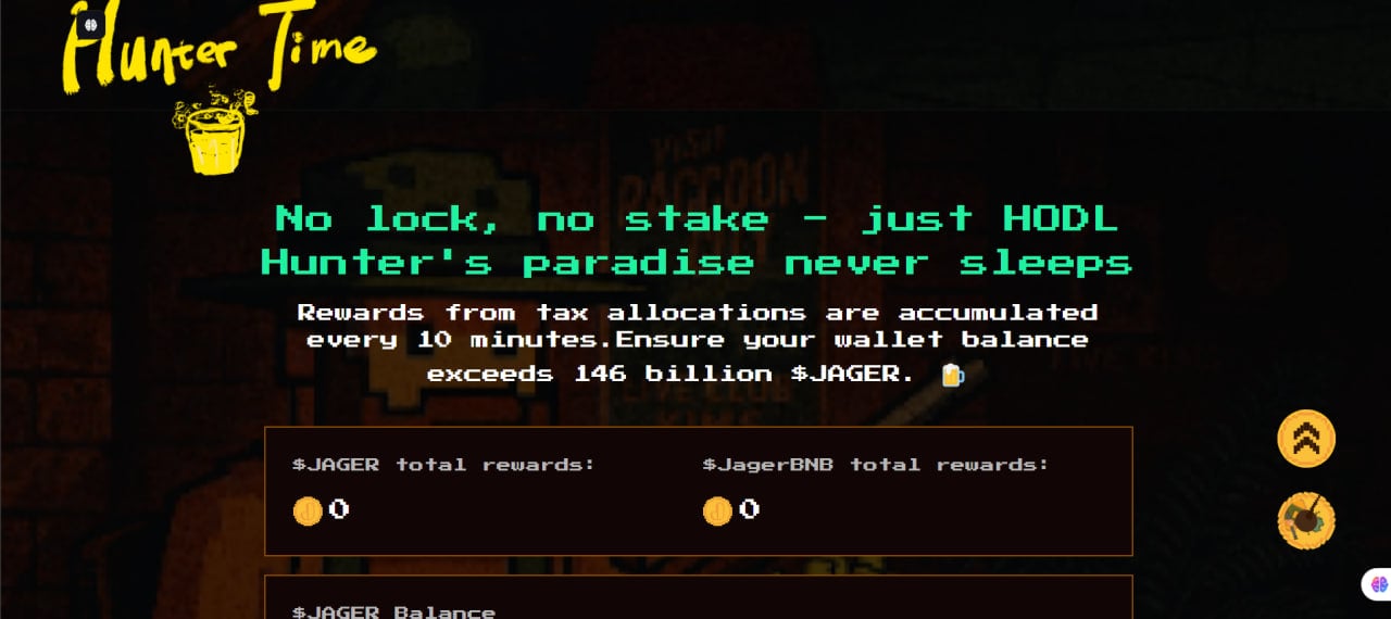 Jager (JAGER) là gì? Meme coin với cơ chế airdrop và chia sẻ thuế trên BNB Chain Hunter Time trên JAGER
