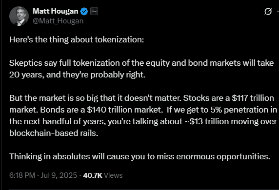 Matt Hougan chia sẻ về thị trường token hóa