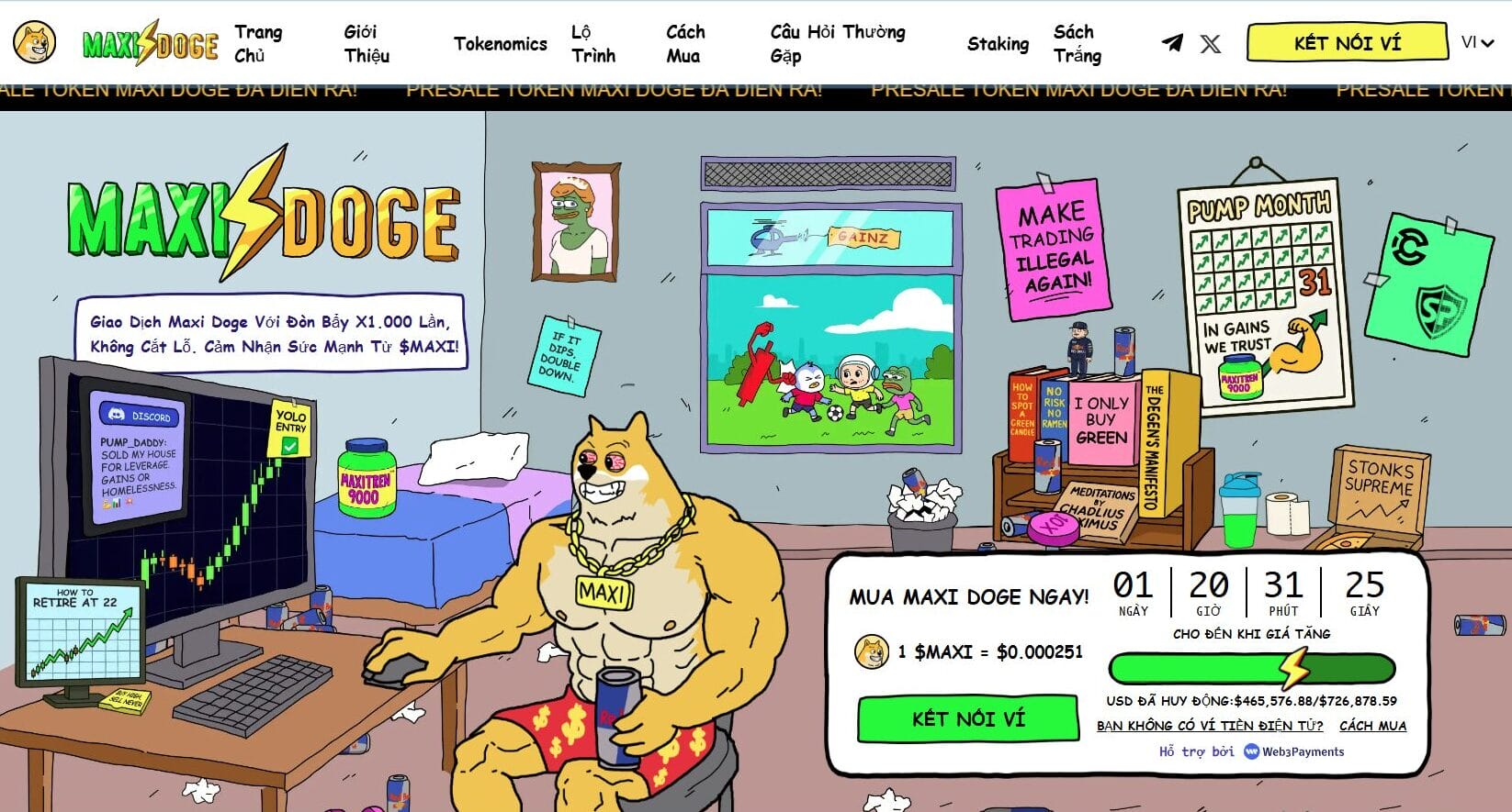Maxi Doge ($MAXI): Meme coin “cơ bắp” dành cho những ai dám chơi lớn