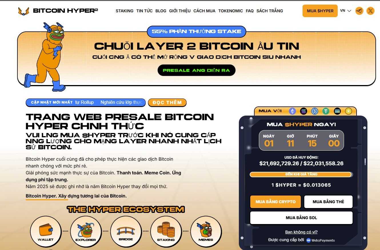 Bitcoin Hyper (HYPER): Dự án Layer-2 thu hút sự quan tâm của các “cá voi”
