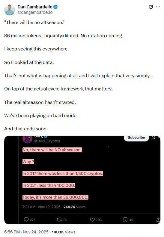 Altcoin Season bùng nổ? Nhà phân tích báo hiệu chu kỳ giảm giá đã kết thúc - Tin Tức Bitcoin - Cập Nhật Tin Tức Coin Mới Nhất 24/7 2025