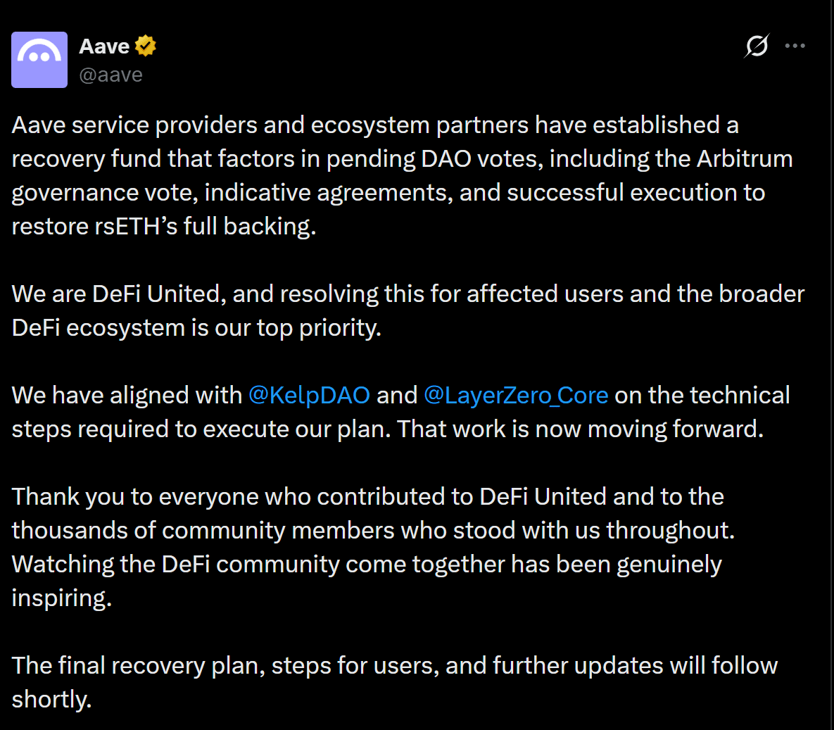 Aave huy động DeFi cùng khôi phục tài sản thế chấp rsETH - Tin Tức Bitcoin - Cập Nhật Tin Tức Coin Mới Nhất 24/7 2026