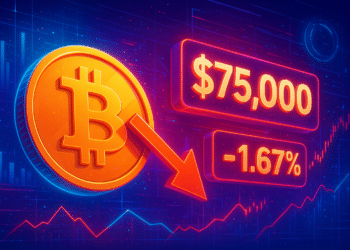 Bitcoin giảm dưới 75.000 USD, mất 1,67% trong 24 giờ