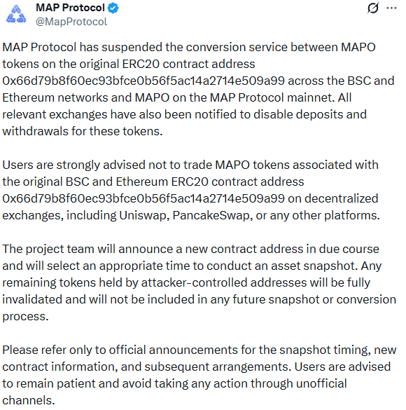 MAP Protocol lao dốc 96% sau vụ khai thác MAPO 1.000 nghìn tỷ token - Tin Tức Bitcoin - Cập Nhật Tin Tức Coin Mới Nhất 24/7 2026 MAP Protocol on X