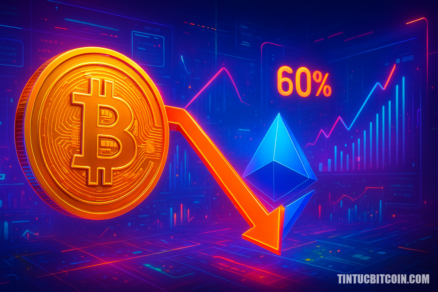 Bitcoin chi phối 60%: Áp lực lớn với phe Ethereum giữ giá - Tin Tức Bitcoin - Cập Nhật Tin Tức Coin Mới Nhất 24/7 2026 Bitcoin chi phối 60%: Áp lực lớn với phe Ethereum giữ giá