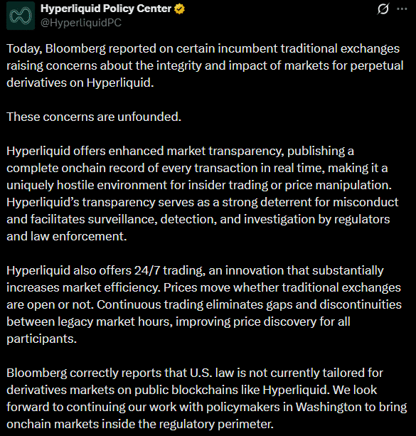 Hyperliquid bác bỏ lo ngại thao túng của Phố Wall - Tin Tức Bitcoin - Cập Nhật Tin Tức Coin Mới Nhất 24/7 2026 Hyperliquid
