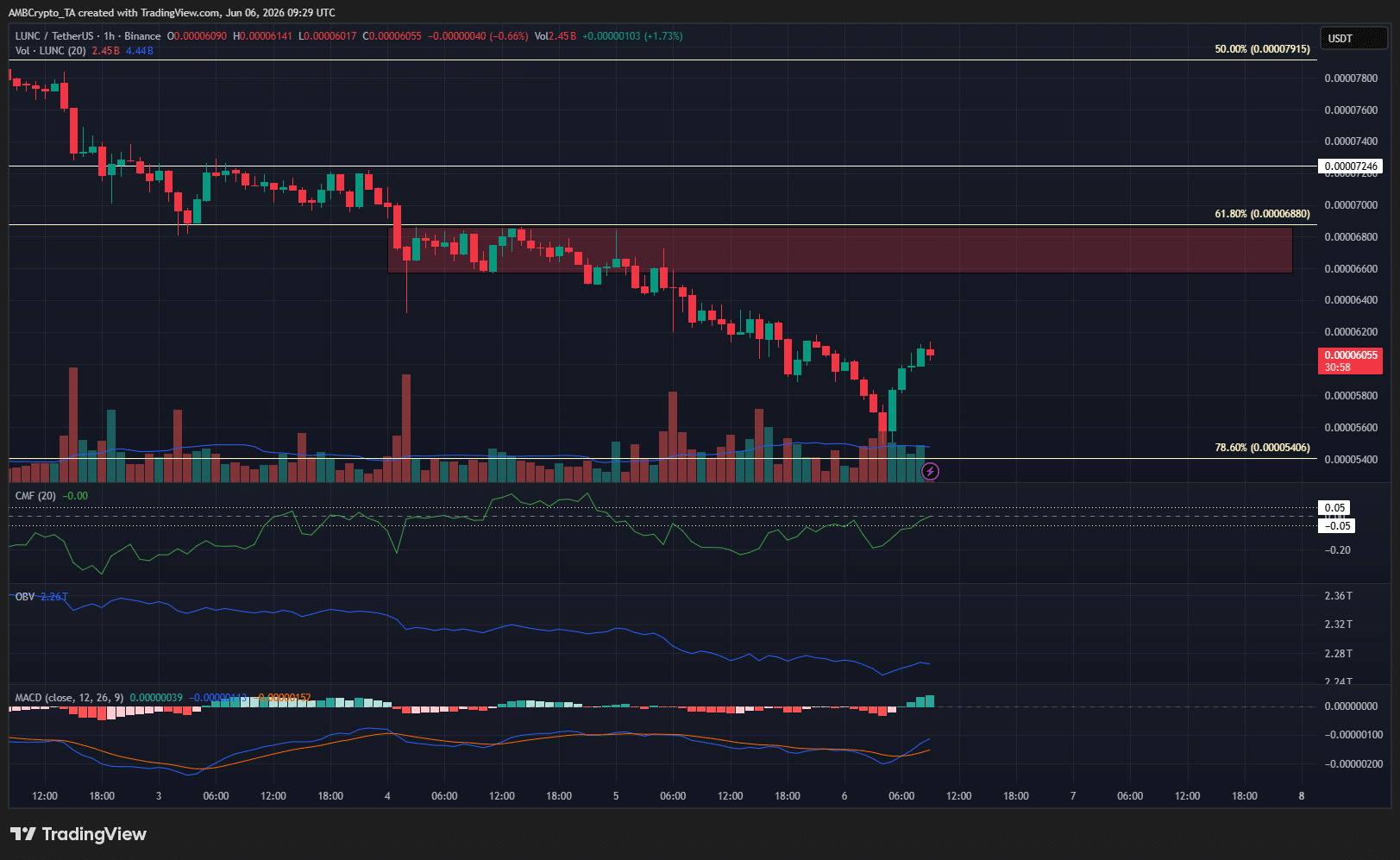 LUNC 1-hour Chart