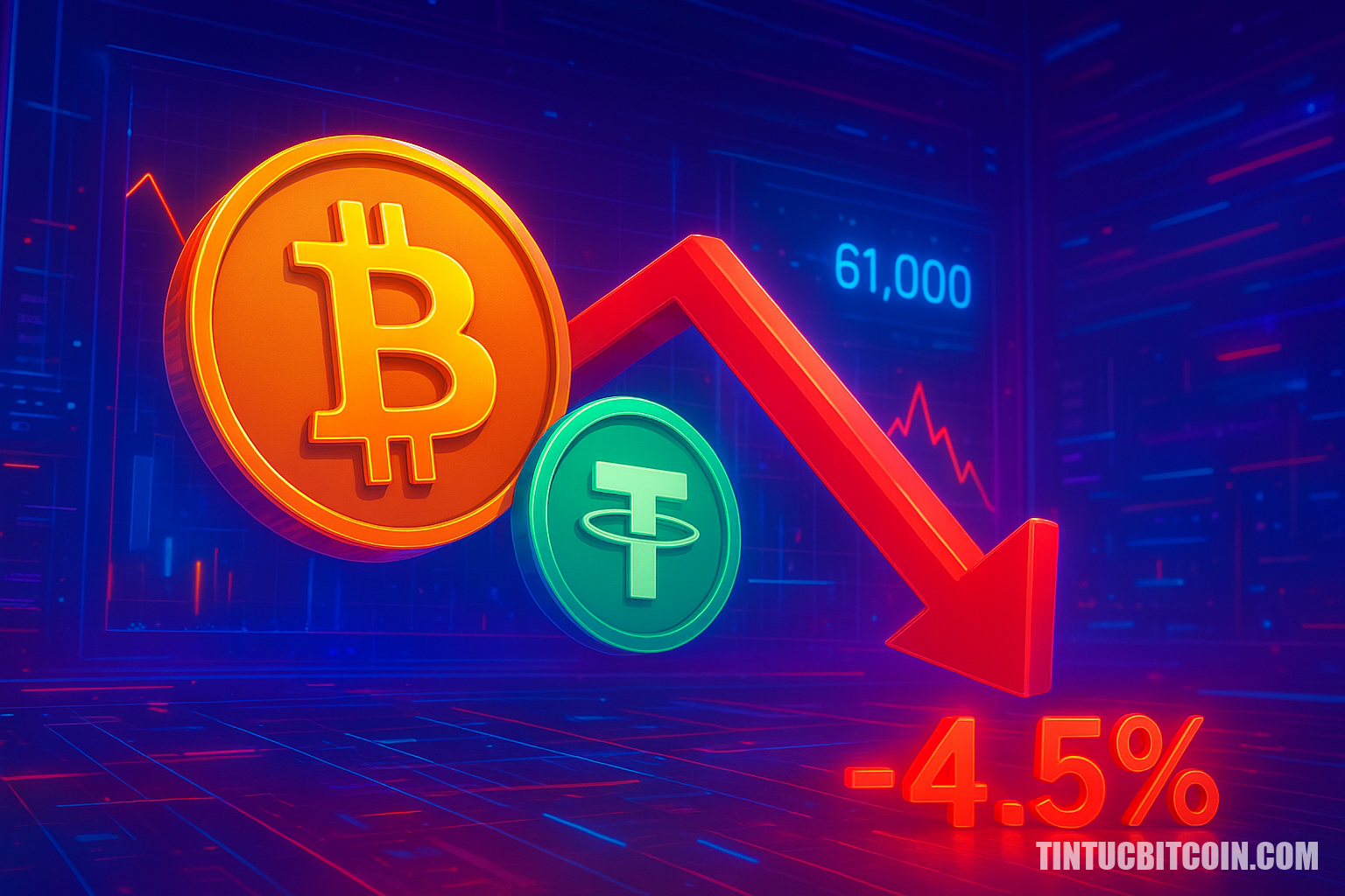 BTC/USDT giảm dưới 61.000 USD, mất 4,55% trong 24 giờ - Tin Tức Bitcoin - Cập Nhật Tin Tức Coin Mới Nhất 24/7 2026 BTC/USDT giảm dưới 61.000 USD, mất 4,55% trong 24 giờ