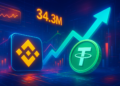 Binance ghi nhận dòng USDT ròng vào 34,3 triệu USD trong 1 giờ