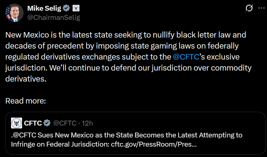 CFTC kiện New Mexico vì vi phạm thẩm quyền liên bang? - Tin Tức Bitcoin - Cập Nhật Tin Tức Coin Mới Nhất 24/7 2026 CFTC prediction markets