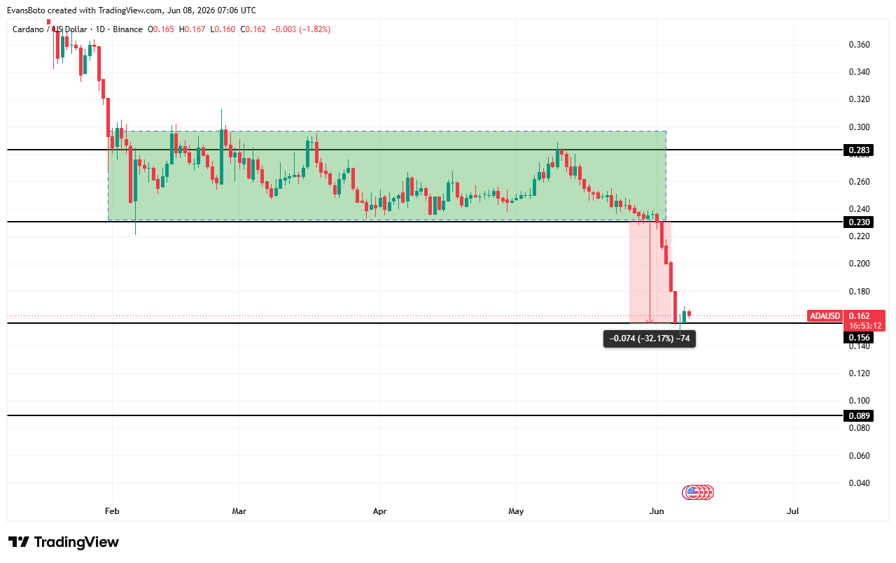 Cardano: Giá ADA 0,156 USD có chặn được đà giảm tiếp? - Tin Tức Bitcoin - Cập Nhật Tin Tức Coin Mới Nhất 24/7 2026 ADA price action